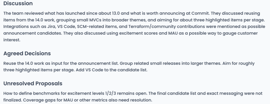 MeetGeek controlled summary response from the uploaded meeting