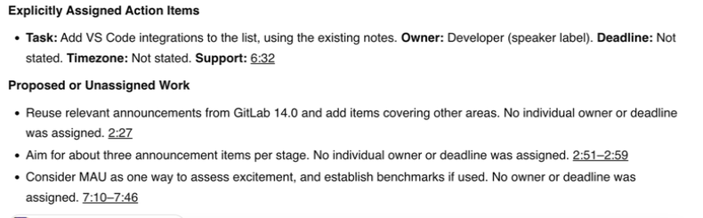 ScreenApp controlled actions response from the uploaded meeting