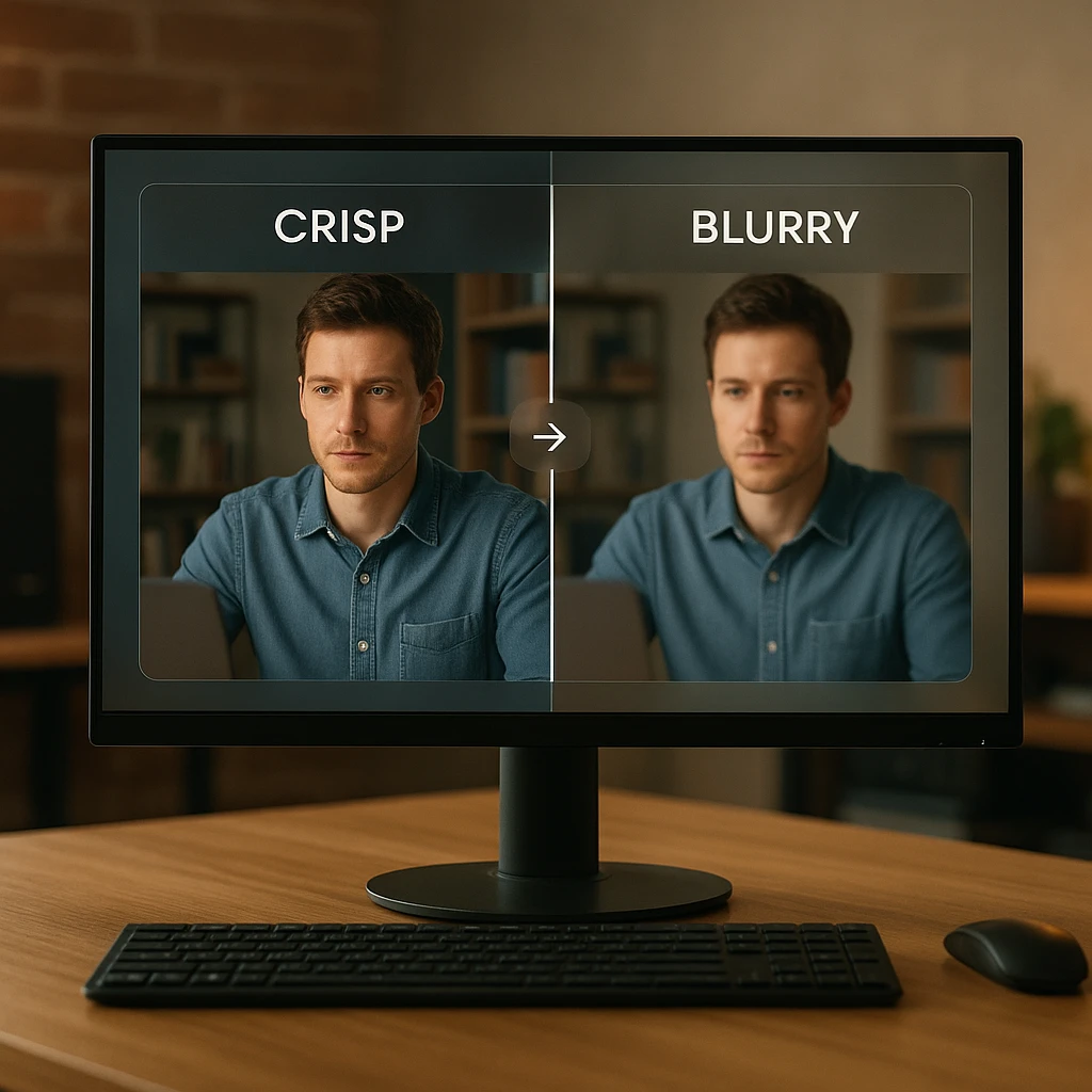 Zij-aan-zij vergelijking van een scherp, direct geëxtraheerd videobeeld en een zachte, opnieuw gecodeerde kopie van hetzelfde beeld