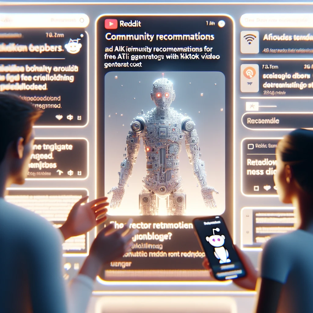 Reddit tartışma arayüzü, ücretsiz AI TikTok video oluşturucuları için topluluk önerilerini gösteriyor