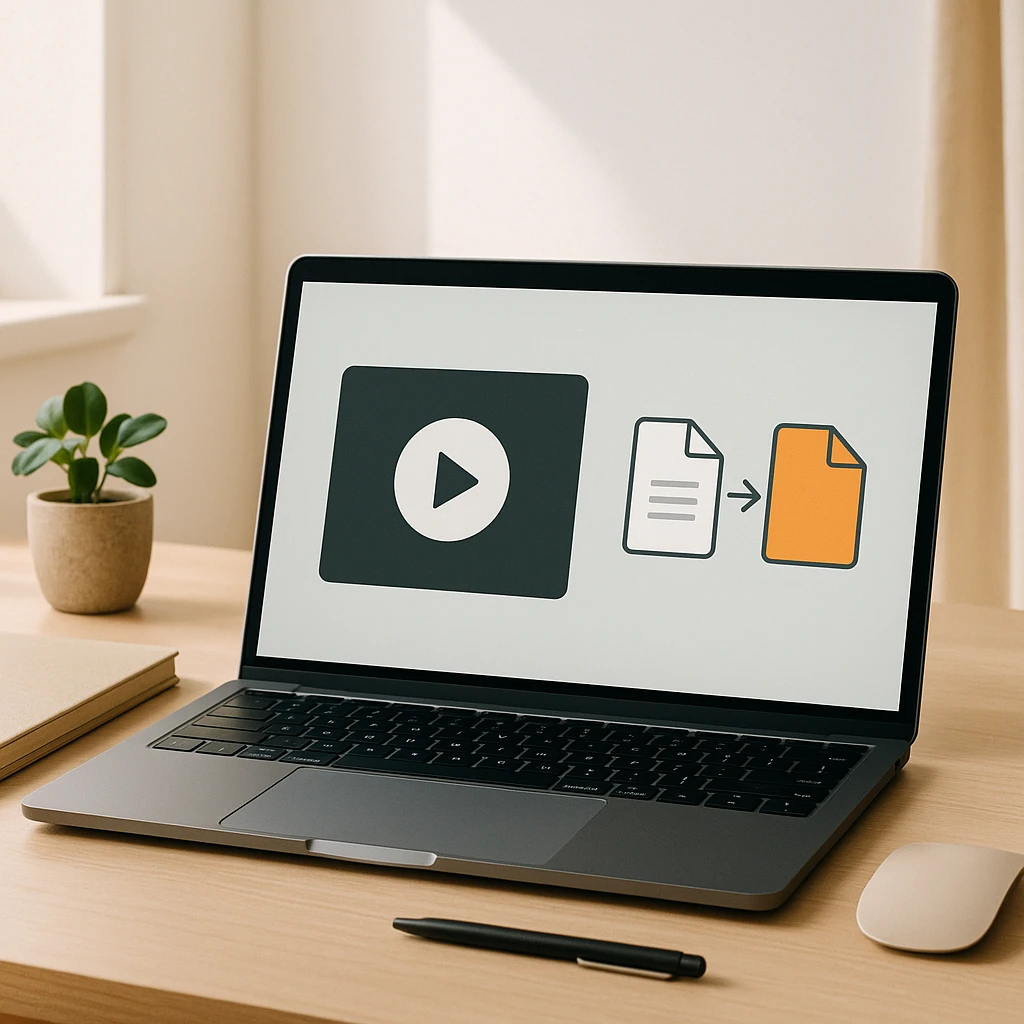 A video file being rewrapped from one container format into an MP4, the idea behind converting MKV to MP4