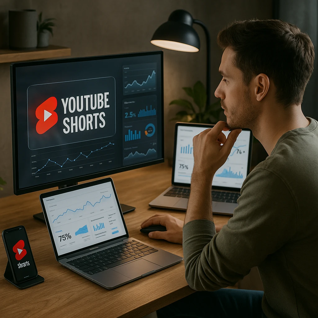 Content creator scheduling posts with mobile device showing time zones and YouTube interface