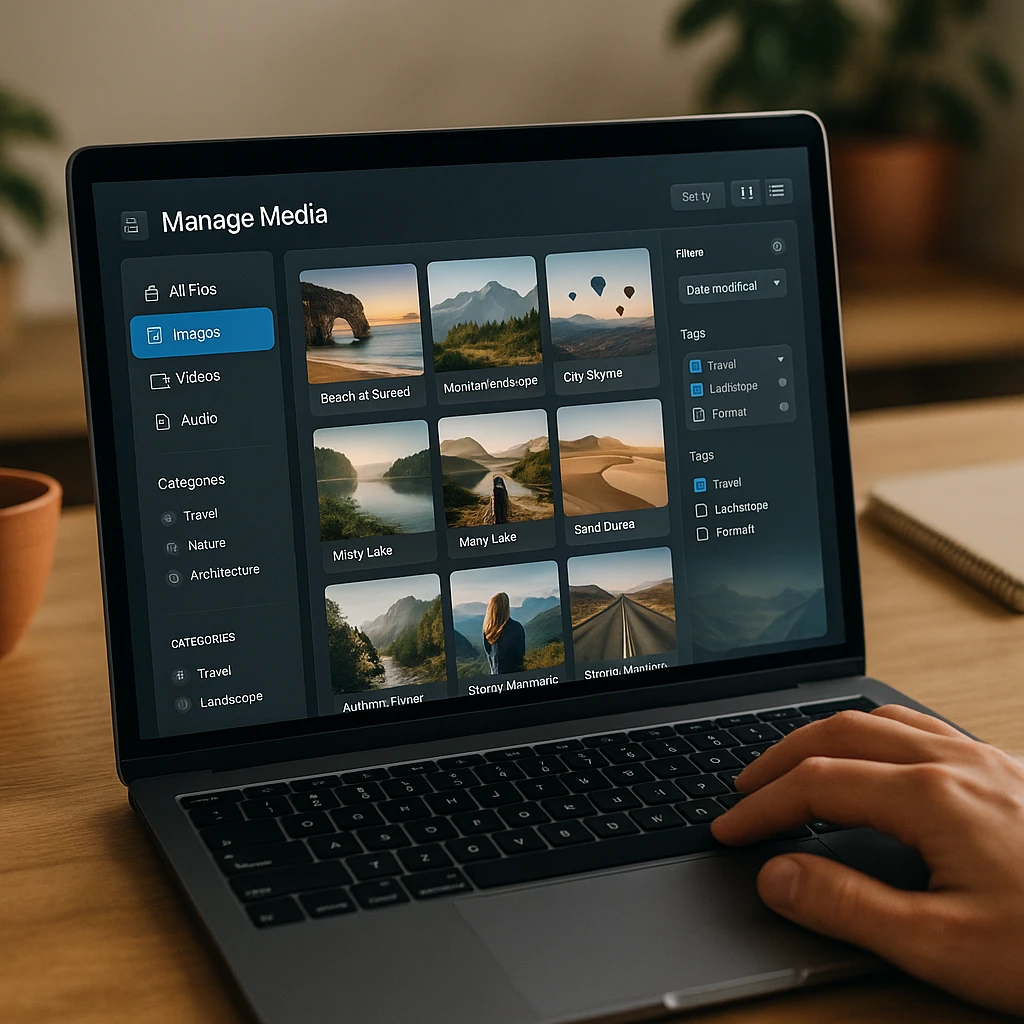 Modern desktop software interface with organized media management tools and professional UI design
