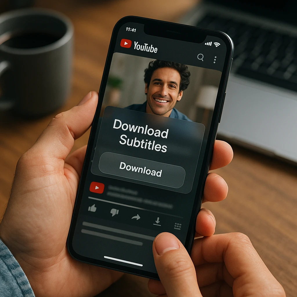 Mobile YouTube subtitle download interface