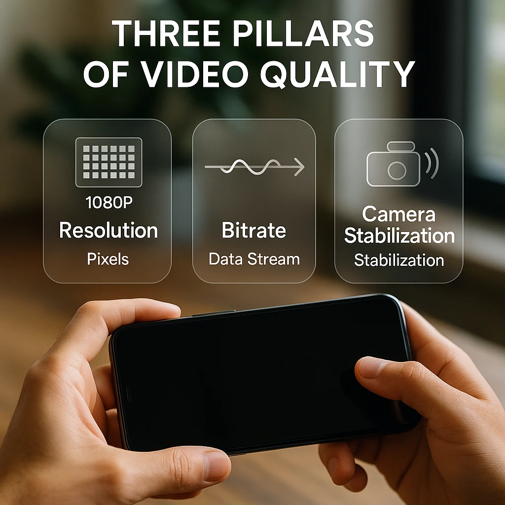 Three pillars of video quality: resolution, bitrate, and stabilization