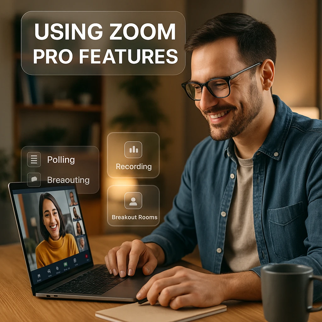 Professional using Zoom Pro features